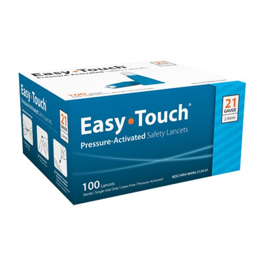 Easy Touch Pressure Activated Safety Lancets, 21G, 821241, Box of 100