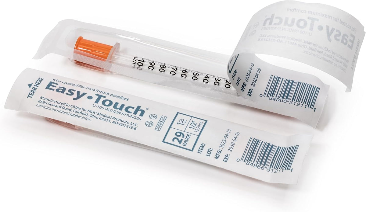 EasyTouch 29G 1cc 1/2" (12.7mm) Individually Wrapped Syringe (30 Pack)