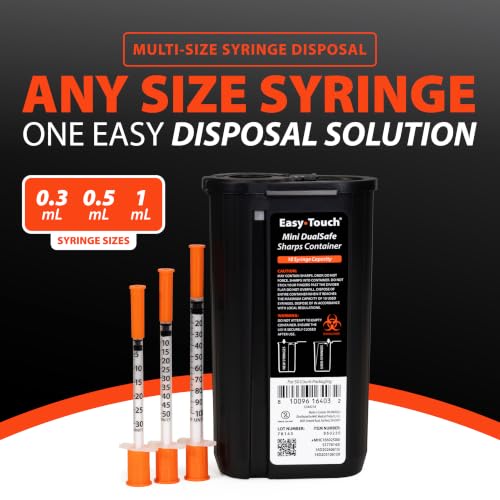 Easy Touch Mini DualSafe Sharps Container for any size syringe