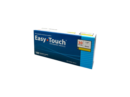 Easy Touch Hypodermic Needles, 30G 1/4" 6mm, 803004, Box of 100