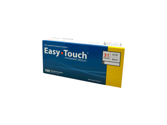 Easy Touch Hypodermic Needles, 31G 5/16" 8mm, 803106, Box of 100