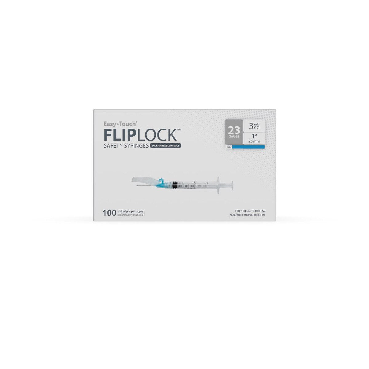 EasyTouch Fluringe FlipLock Safety Syringe with Exchangeable Needle, 23G x 1" (25mm), 3mL (3cc)