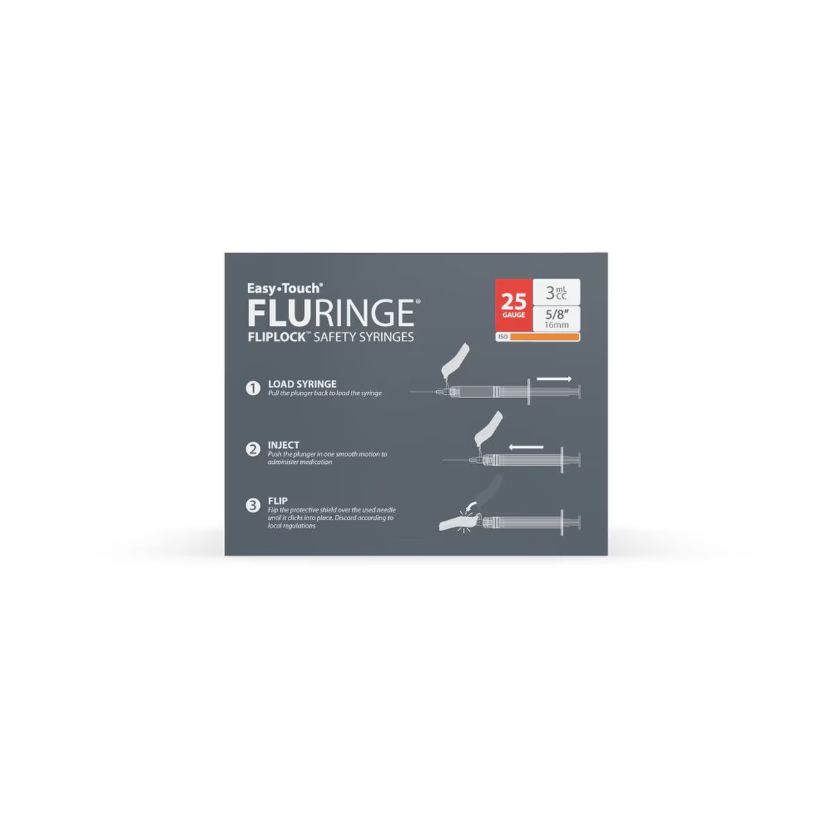 EasyTouch Fluringe FlipLock Safety Syringe with Exchangeable Needle, 25G x 5/8", 3mL (3cc) | 825230