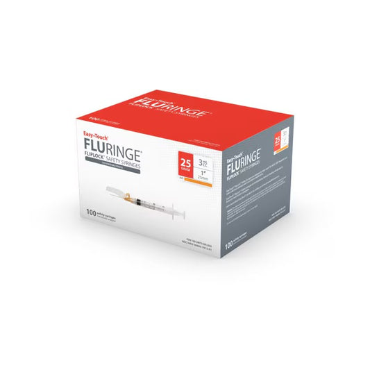 Easy Touch FlipLock Safety Syringe w/ Exchangeable Needle, 25g 3ml 1" 25mm, 825231