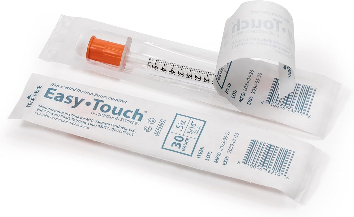 EasyTouch 30G 0.5cc 5/16" (8mm) Individually Wrapped Syringe