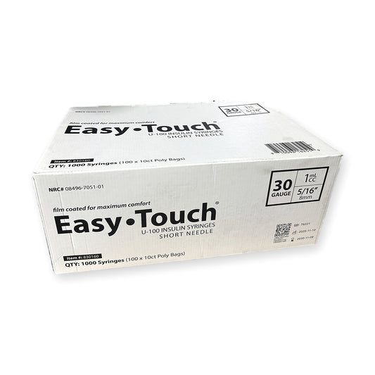 Easy Touch Syringe, 30G 1cc 5/16-Inch (8mm), 830160, Case of 1000