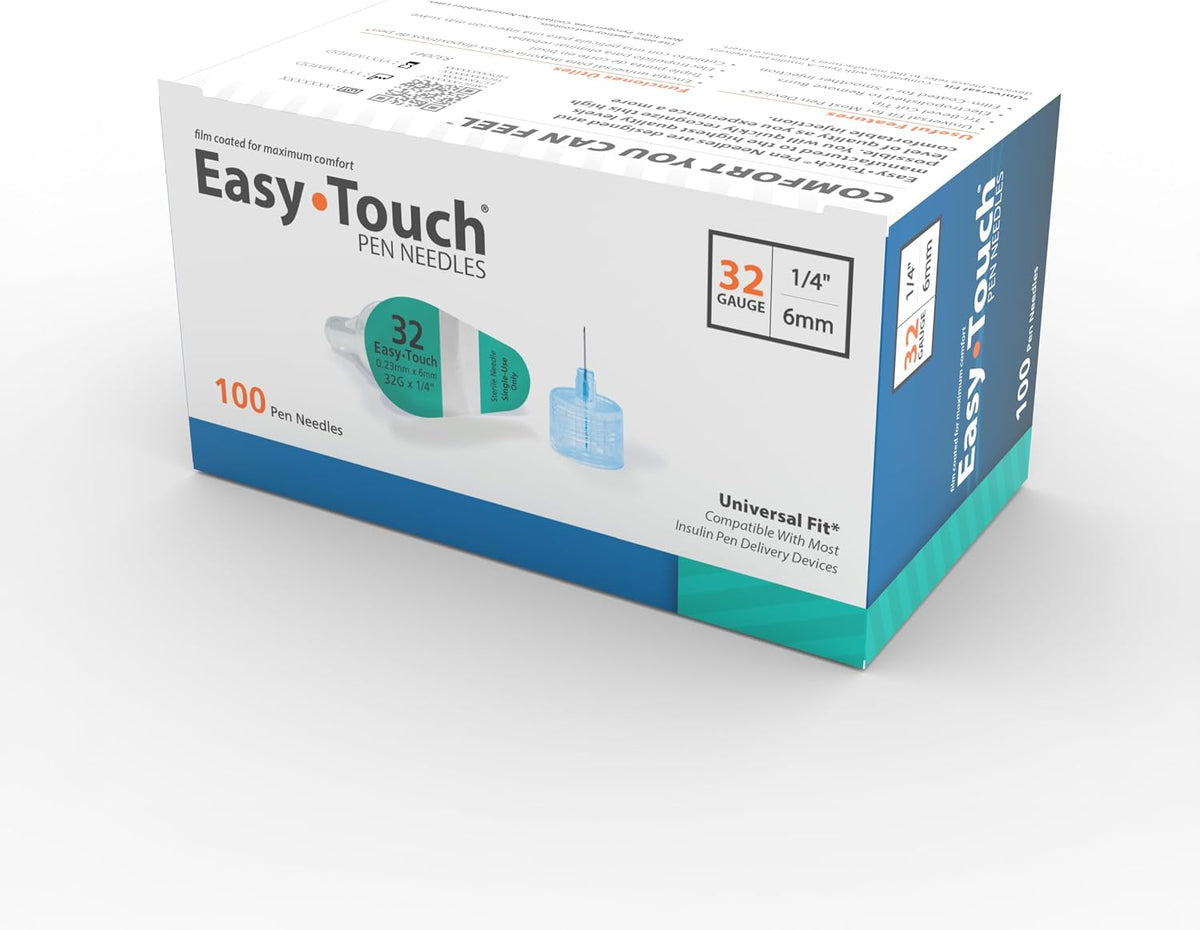 Easy Touch Pen Needles 32G 1/4-Inch (6mm) Box of 100